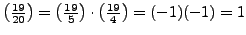 $ \left(\frac{19}{20}\right) = \left(\frac{19}{5}\right)\cdot\left(\frac{19}{4}\right) = (-1)(-1)=1$