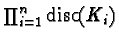 $\prod_{i=1}^n\mbox{\rm disc}(K_i)$