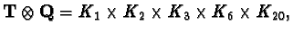 $\mathbf{T}\otimes\mathbf{Q}= K_1\times K_2\times K_3\times K_6\times K_{20},$