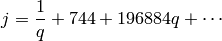 j = \frac{1}{q} + 744 + 196884 q + \cdots