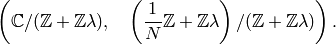\left(\C/(\Z + \Z  \lambda),
\quad \left(\frac{1}{N}\Z + \Z\lambda\right)/(\Z +  \Z \lambda)\right).