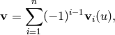 \vv = \sum_{i=1}^{n} (-1)^{i-1}\vv_{i} (u),