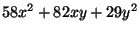 $ 58x^2+82xy+29y^2$