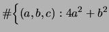 $\displaystyle \char93 \Bigl\{(a,b,c) : 4a^2 + b^2$