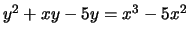 $ y^2+xy-5y=x^3-5x^2$