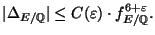 $\displaystyle \vert\Delta_{E/\mathbb{Q}}\vert \leq C(\varepsilon ) \cdot f_{E/\mathbb{Q}}^{6+\varepsilon }.$