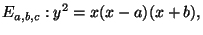 $\displaystyle E_{a,b,c}: y^2 = x(x-a)(x+b),
$