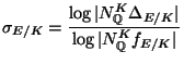 $\displaystyle \sigma_{E/K} = \frac{\log\vert N^K_\mathbb{Q}\Delta_{E/K}\vert}
{\log\vert N^K_\mathbb{Q}f_{E/K}\vert}
$