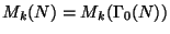 $ M_k(N)=M_k(\Gamma_0(N))$